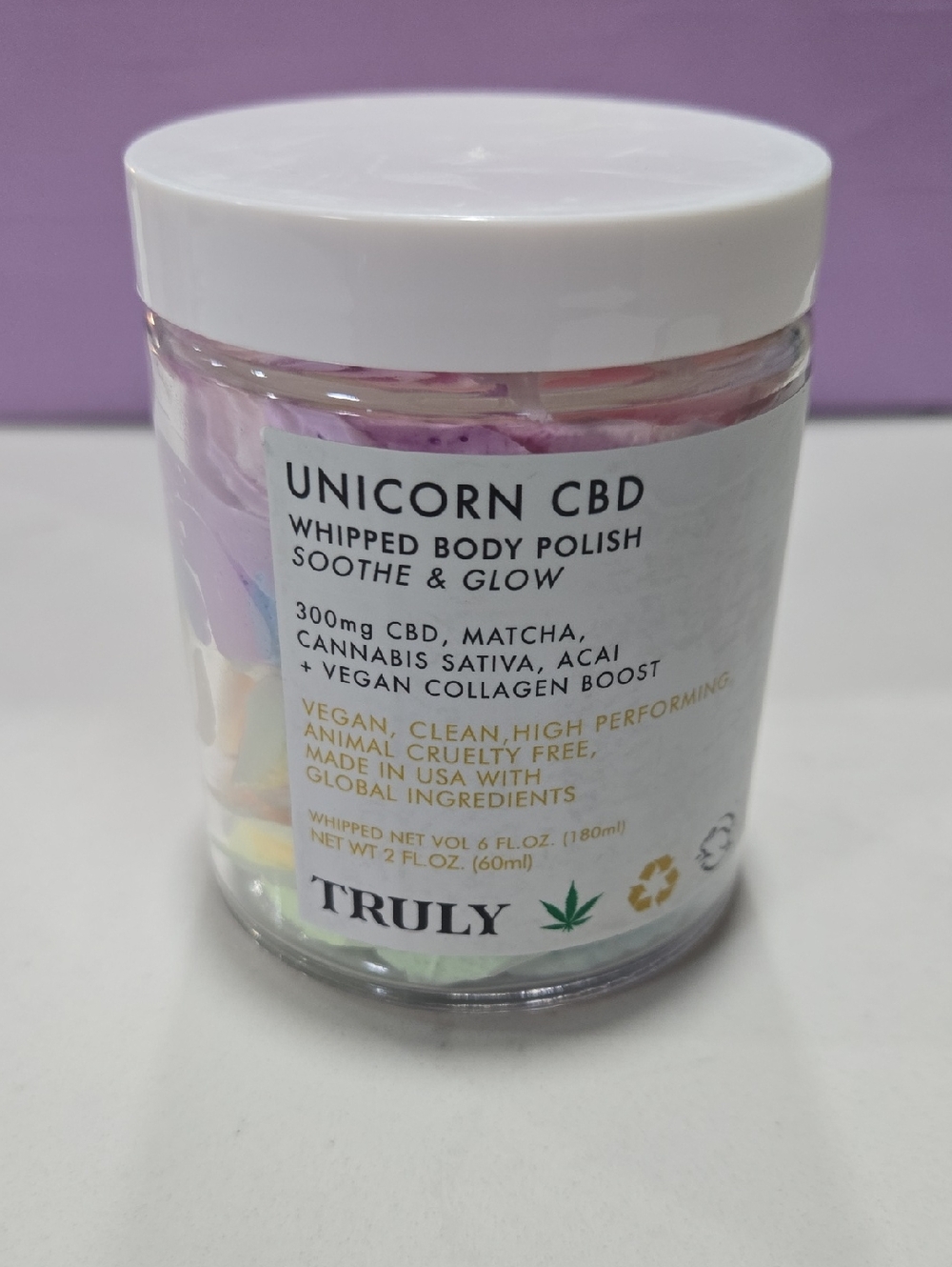 TRULY Unicorn CBD Whipped Body Polish – Pastel Purple, Pink, White